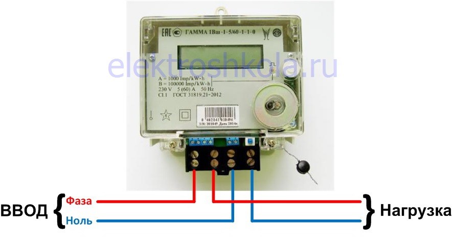 Схема подключения электросчетчика однофазного в частном доме от столба и внутри дома