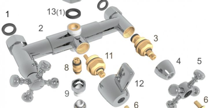 Как разобрать смеситель в ванной двухвентильного типа с душем нового образца